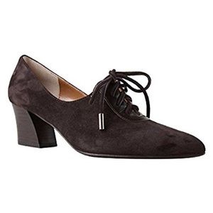 New J.Renee (9) Tailored Lace-Up Mid-Heel Pump, Chocolate Brown Suede